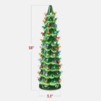 18in Ceramic Christmas Tree Hand-Painted Holiday Decor w/ LED Lights