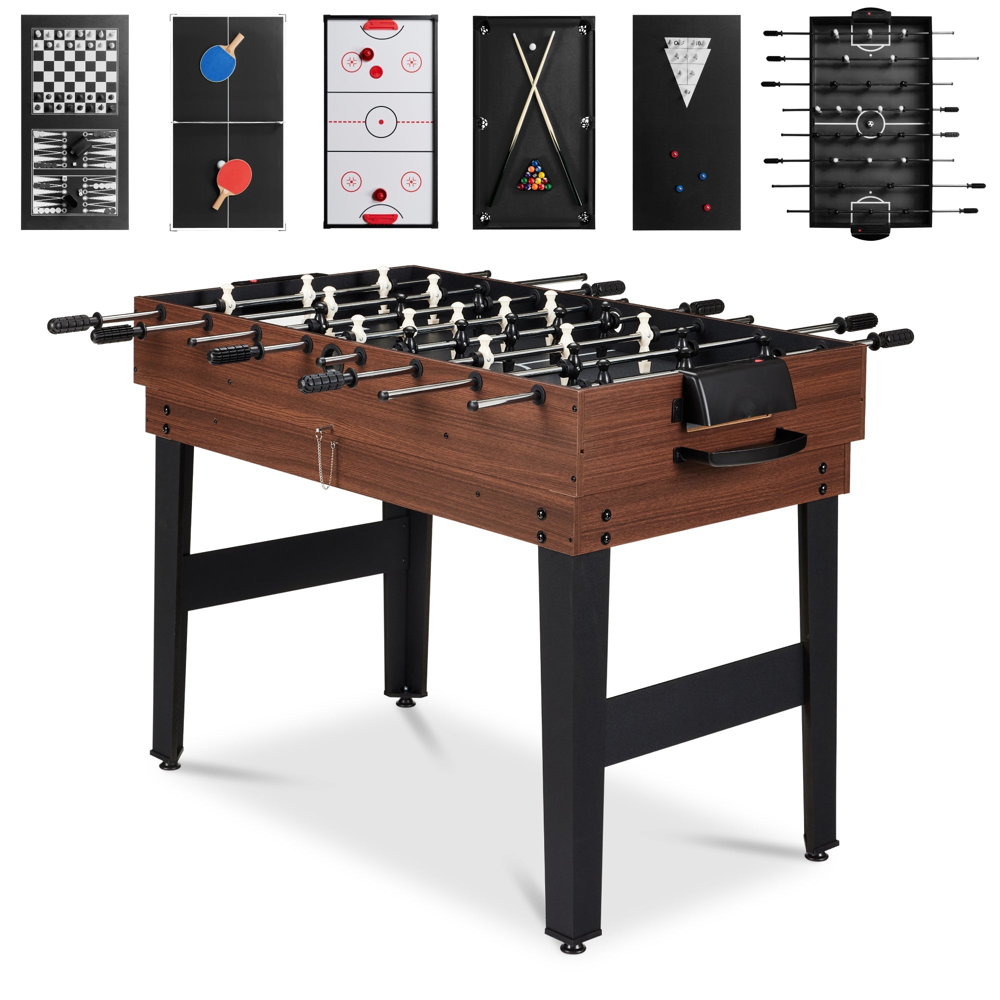 10-in-1 Combo Game Table Set w/ Pool Foosball Ping Pong Chess - 2x4ft