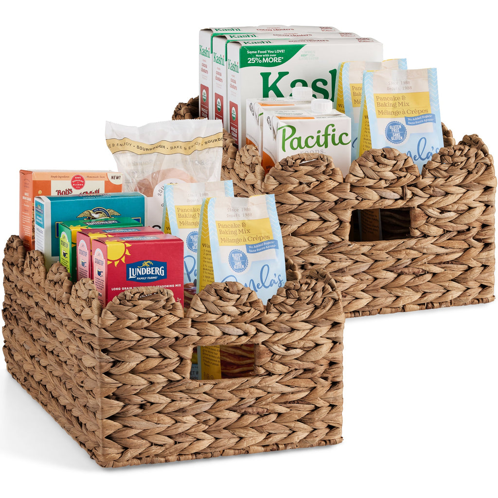 16x12 Scalloped Shelf Basket Pantry Bins 2 Pack
