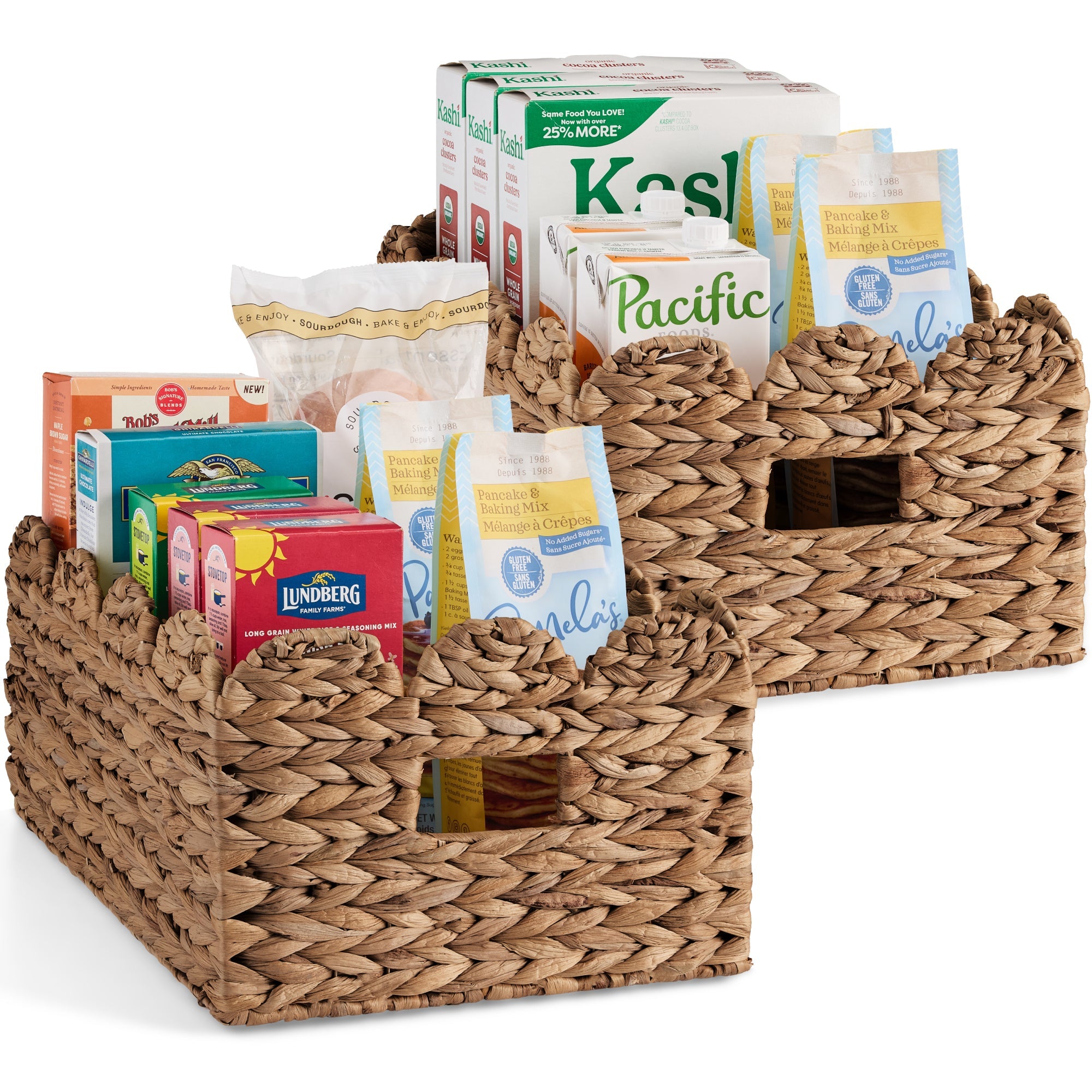 16x12 Scalloped Shelf Basket Pantry Bins 2 Pack
