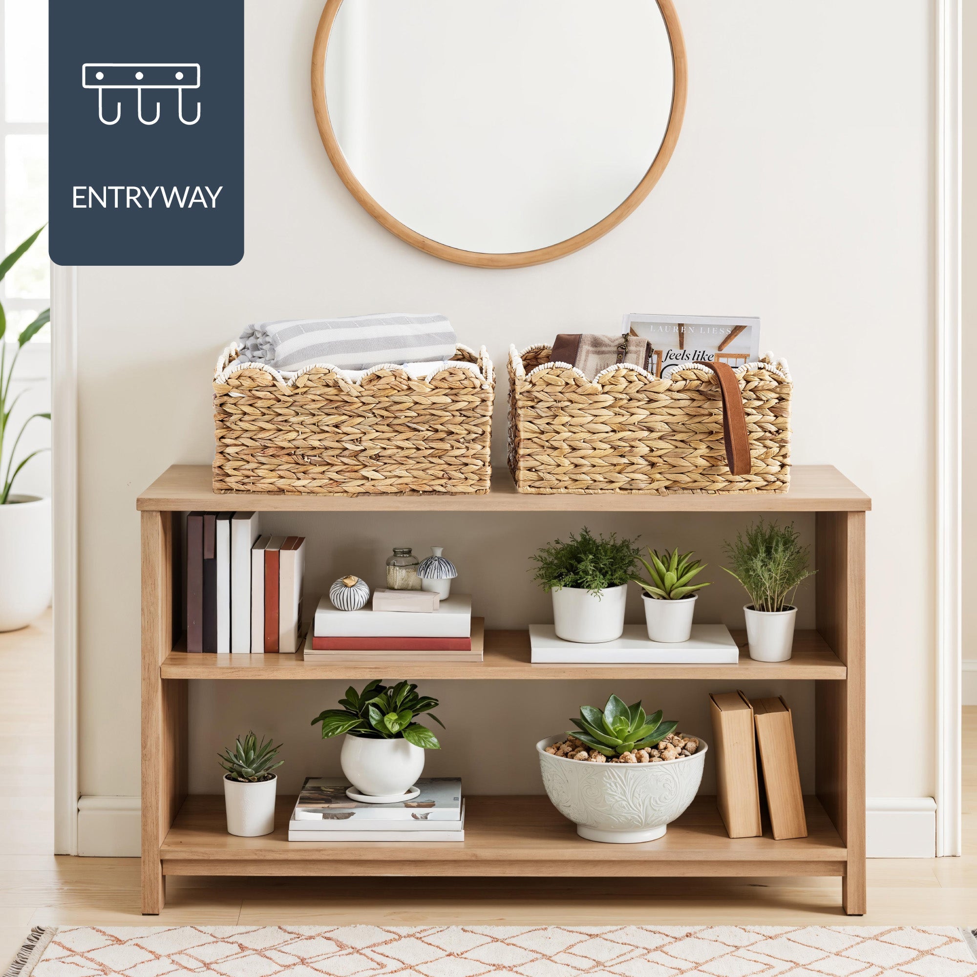 16x12 Scalloped Shelf Basket Pantry Bins 2 Pack