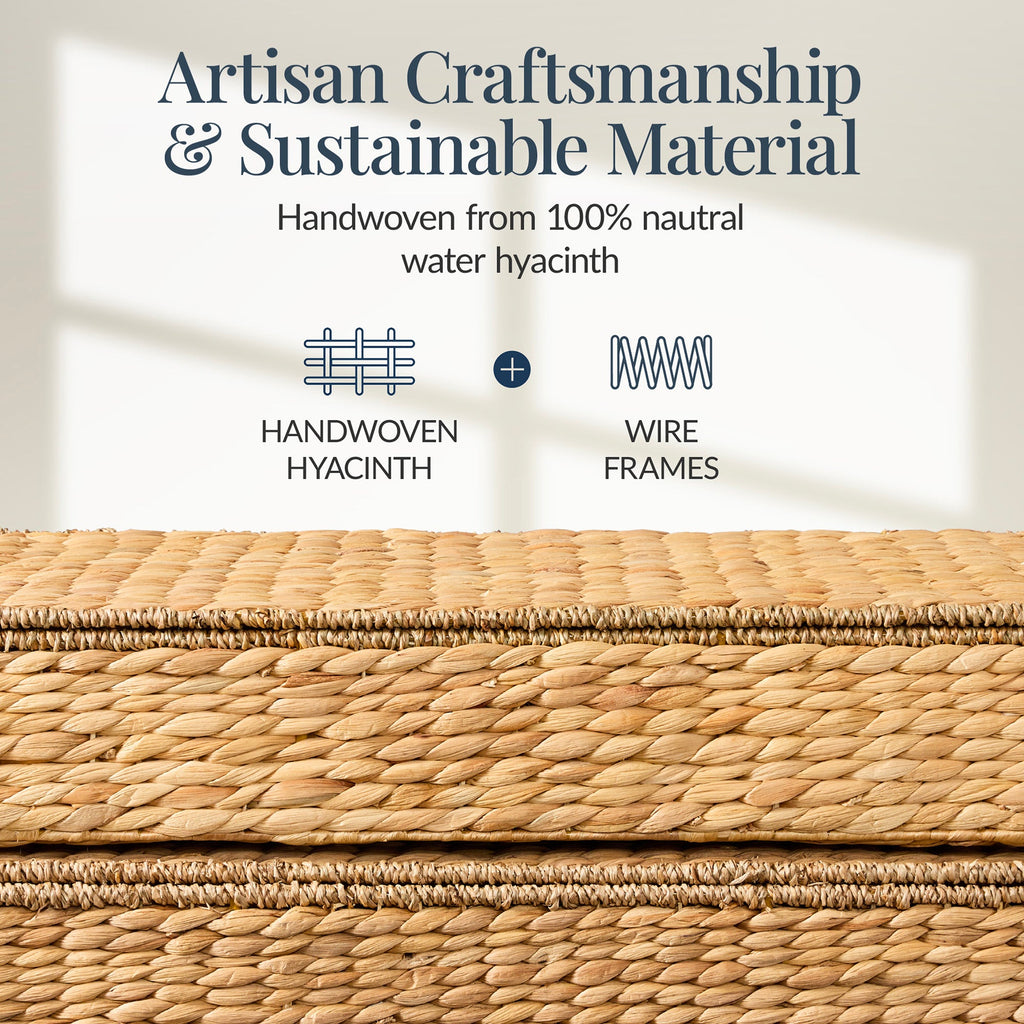 2 PC Water Hyacinth Nesting Underbed Storage Baskets