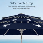 10ft 3-Tier Patio Market Umbrella White Pole Push Button Tilt Crank Lift