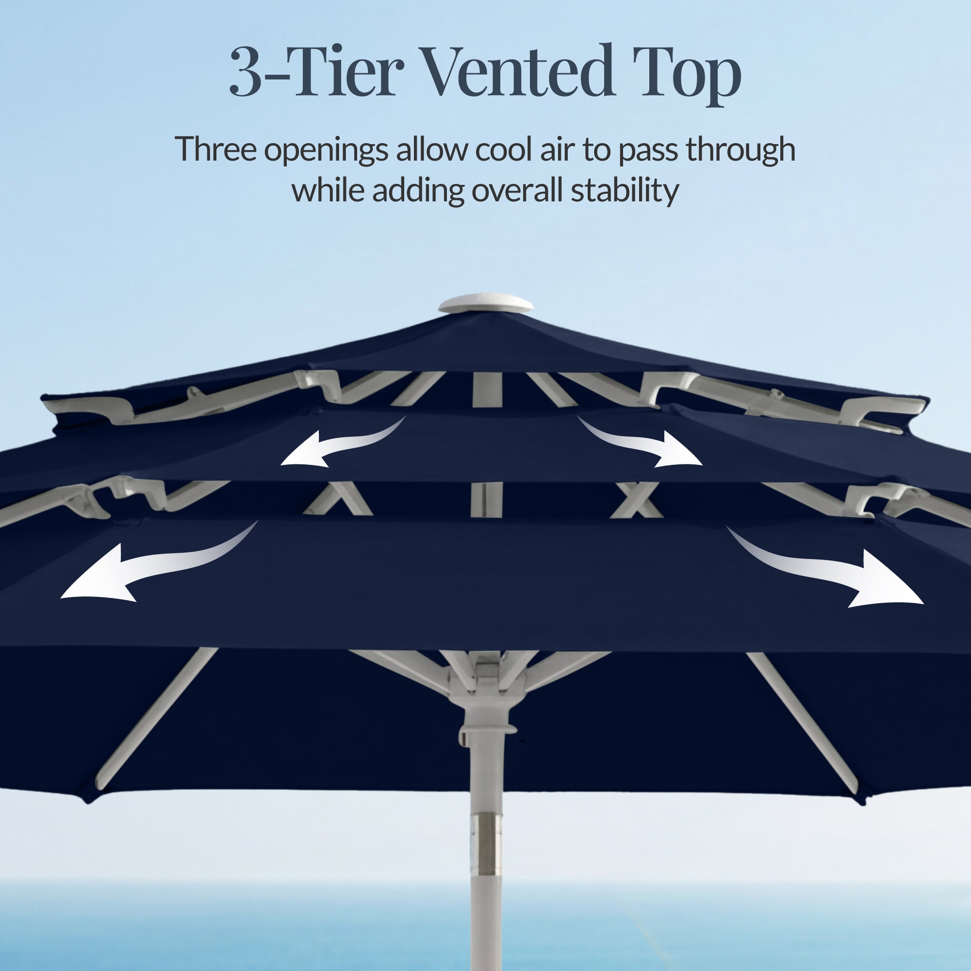10ft 3-Tier Patio Market Umbrella White Pole Push Button Tilt Crank Lift