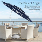 10ft 3-Tier Patio Market Umbrella White Pole Push Button Tilt Crank Lift