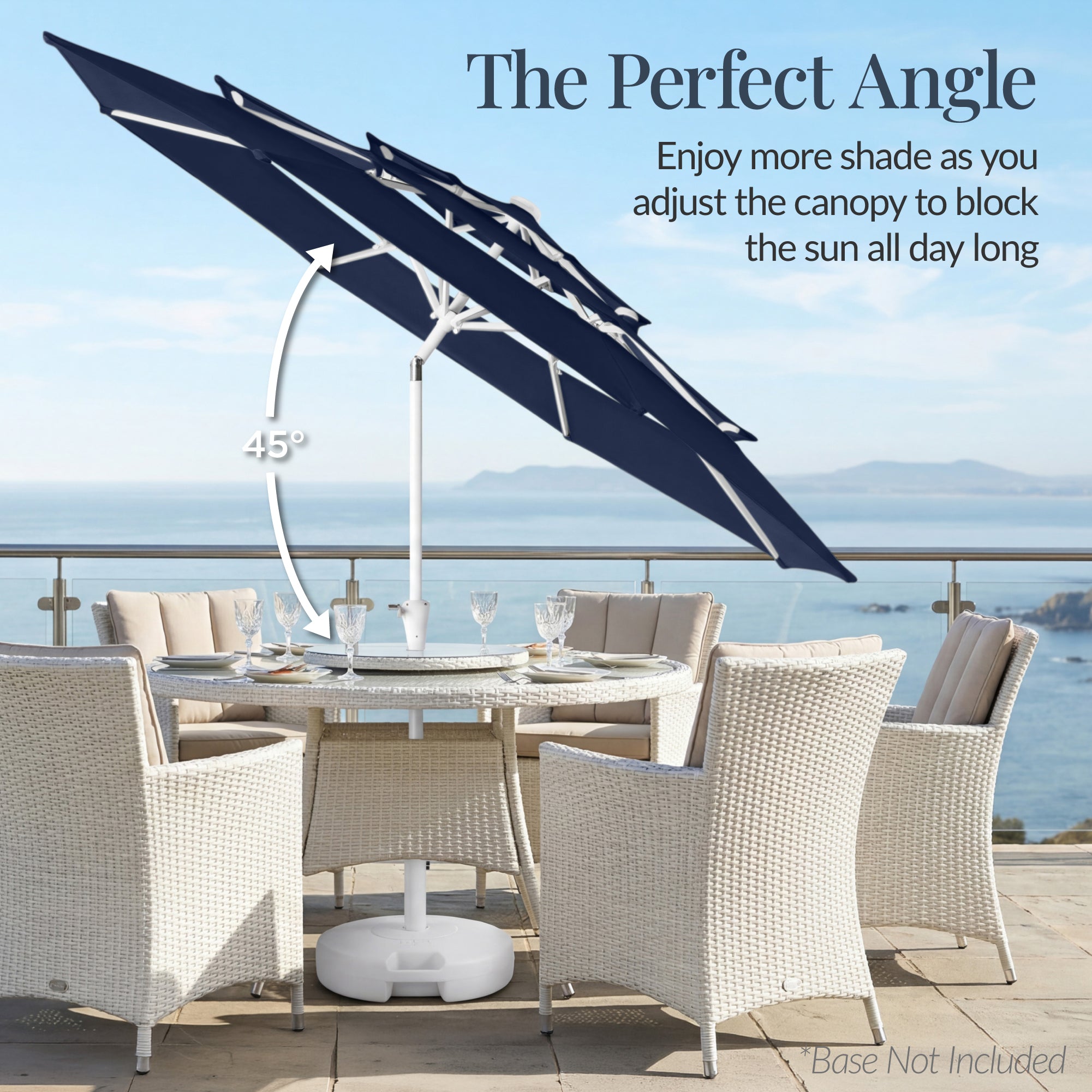 10ft 3-Tier Patio Market Umbrella White Pole Push Button Tilt Crank Lift