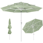 10ft 3-Tier Patio Market Umbrella White Pole Push Button Tilt Crank Lift