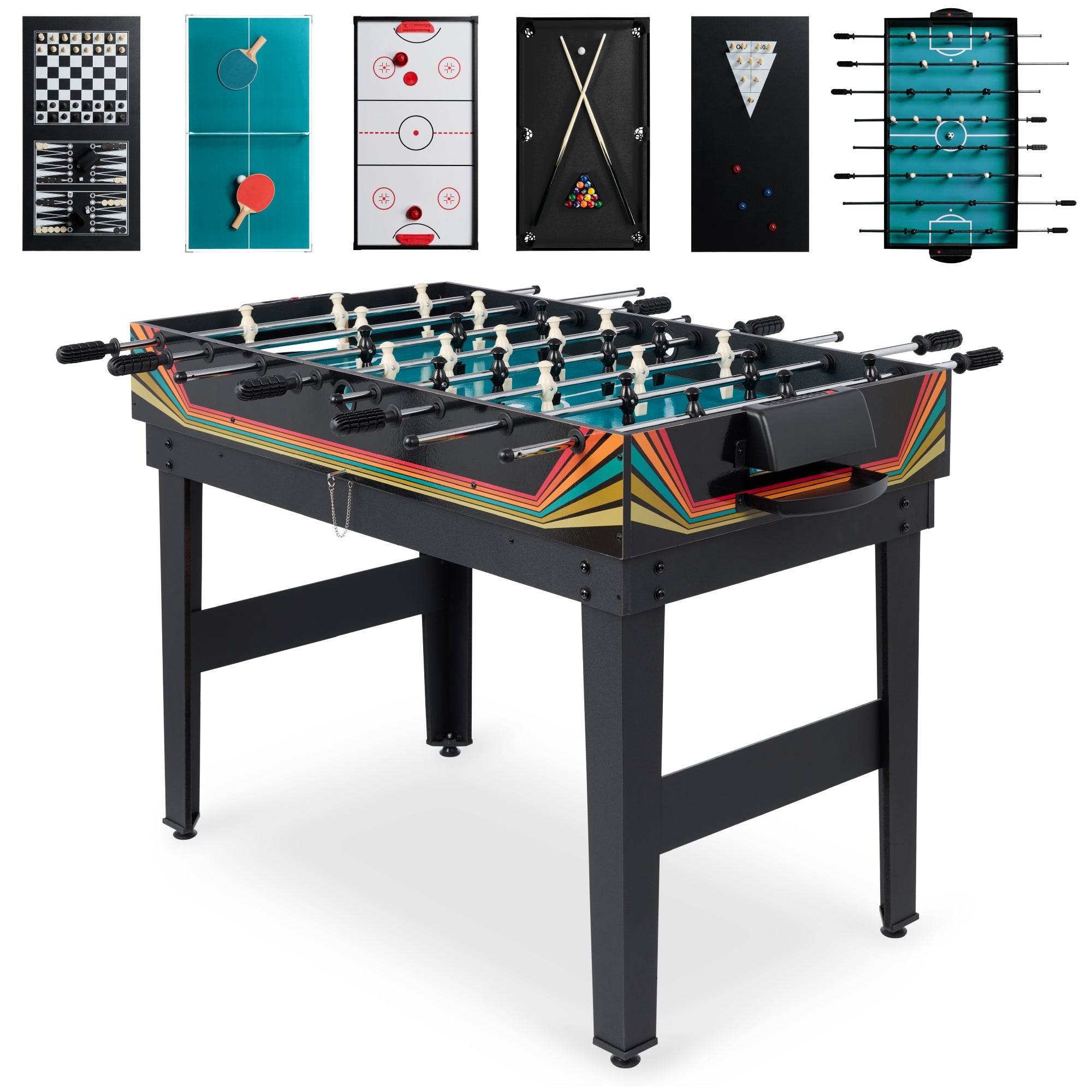 10-in-1 Combo Game Table Set w/ Pool Foosball Ping Pong Chess - 2x4ft