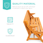 2-in-1 Outdoor Interchangeable Wooden Picnic Table/Garden Bench