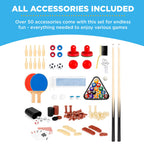10-in-1 Combo Game Table Set w/ Pool Foosball Ping Pong Chess - 2x4ft