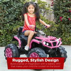 12V Kids Ride-On 4-Wheeler Quad ATV Car w/ 3.7mph Max Bluetooth Headlights
