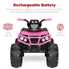 12V Kids Ride-On 4-Wheeler Quad ATV Car w/ 3.7mph Max Bluetooth Headlights