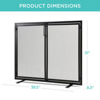 2-Door Wrought Iron Fireplace Screen w/ Magnetic Doors - 38.5x41in