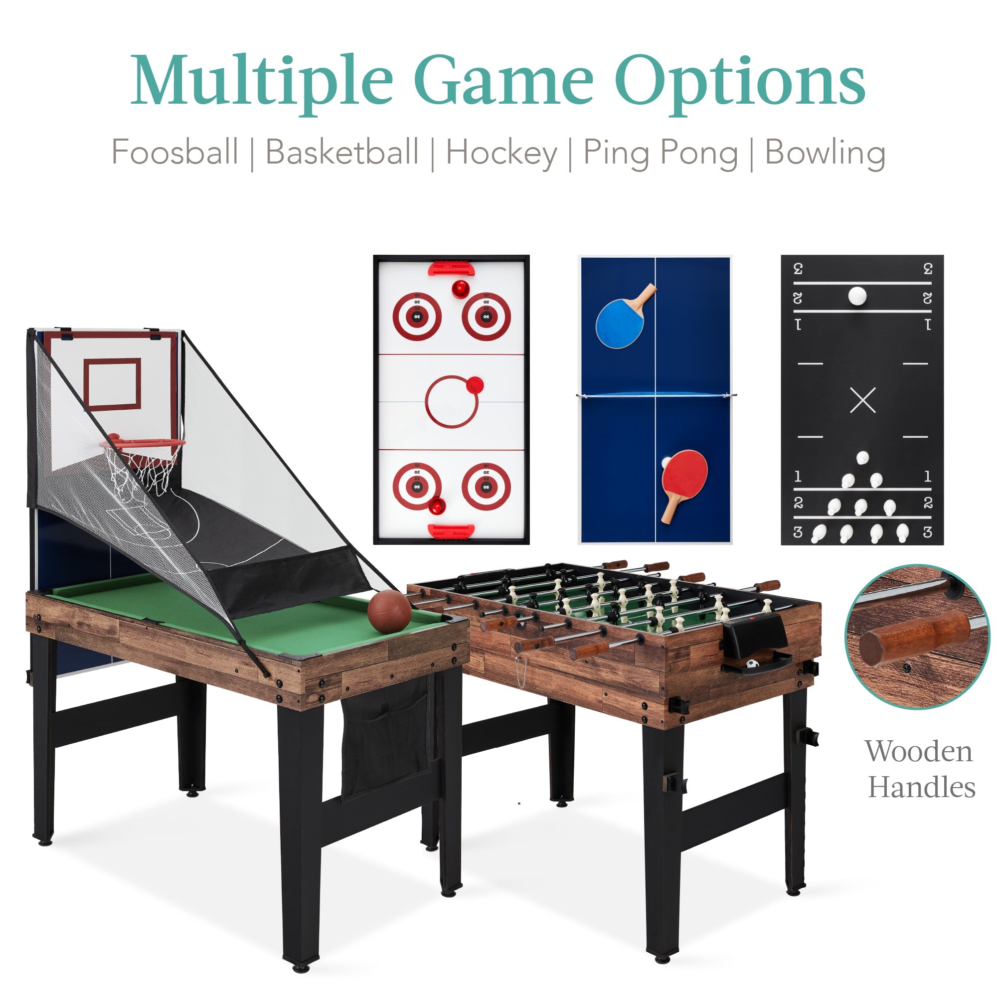 13-in-1 Combo Game Table Set w/ Ping Pong Foosball Basketball Air Hockey