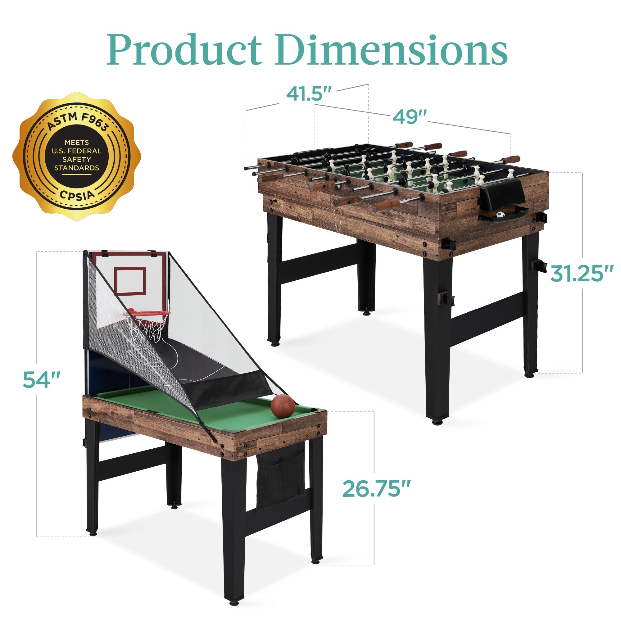 13-in-1 Combo Game Table Set w/ Ping Pong Foosball Basketball Air Hockey