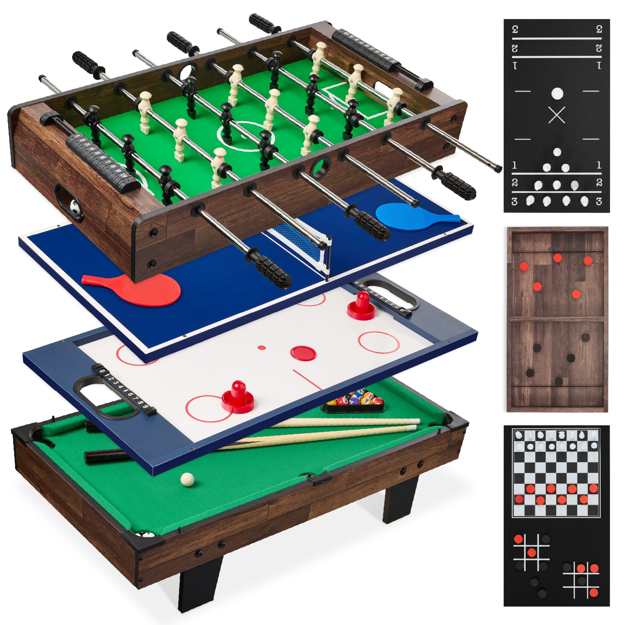 11-in-1 Combo Game Set w/ Ping Pong Foosball Air Hockey 5 Storage Bags