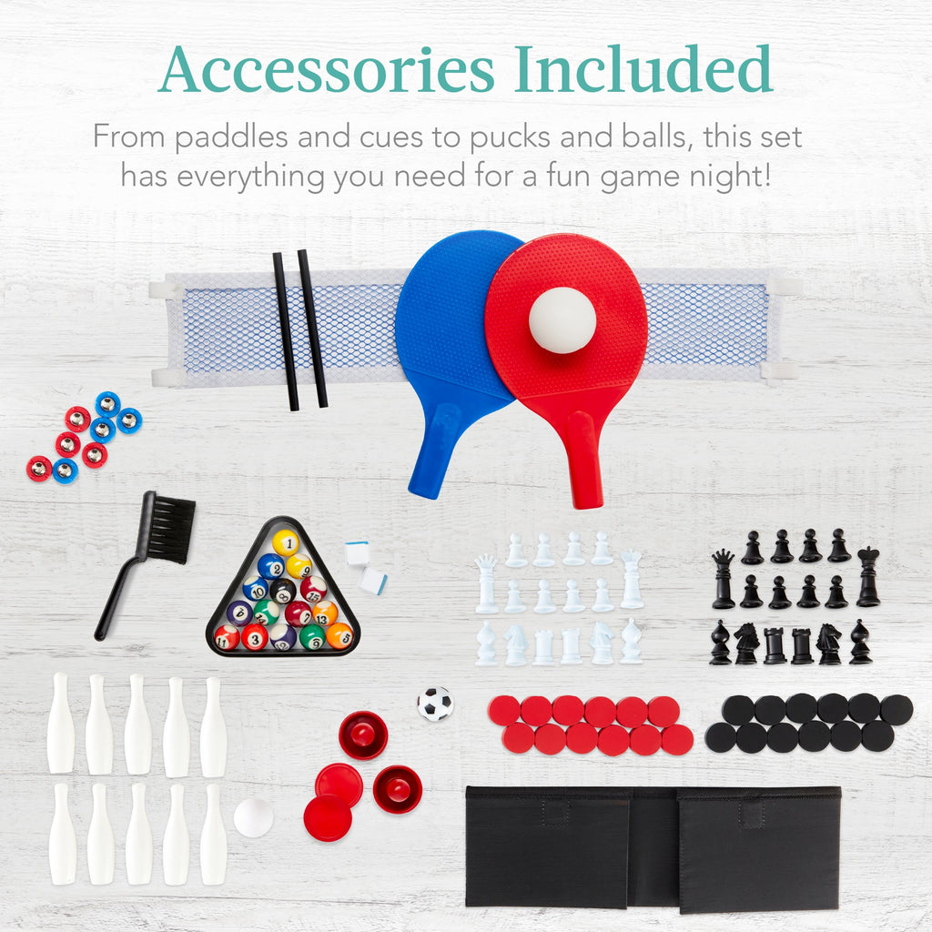 11-in-1 Combo Game Set w/ Ping Pong Foosball Air Hockey 5 Storage Bags