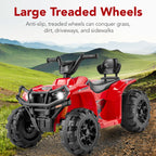 12V Kids Ride-On 4-Wheeler Quad ATV Car w/ 2.4mph Max Bluetooth Headlights