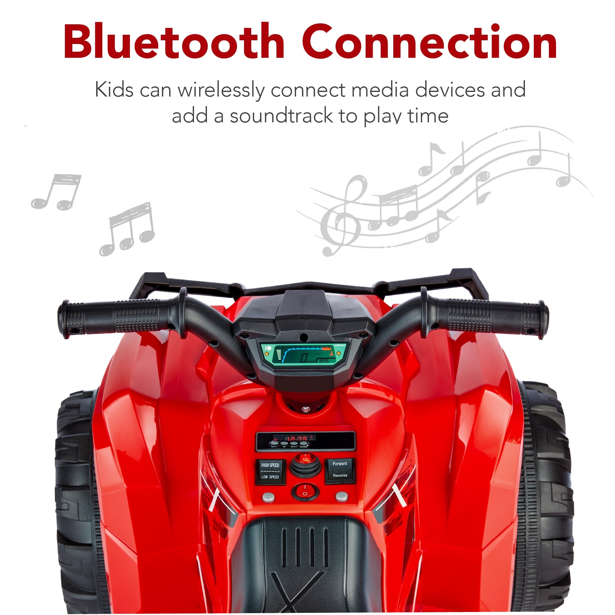 12V Kids Ride-On 4-Wheeler Quad ATV Car w/ 2.4mph Max Bluetooth Headlights