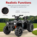 12V Kids Ride-On 4-Wheeler Quad ATV Car w/ 2.4mph Max Bluetooth Headlights