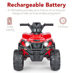 12V Kids Ride-On 4-Wheeler Quad ATV Car w/ 2.4mph Max Bluetooth Headlights