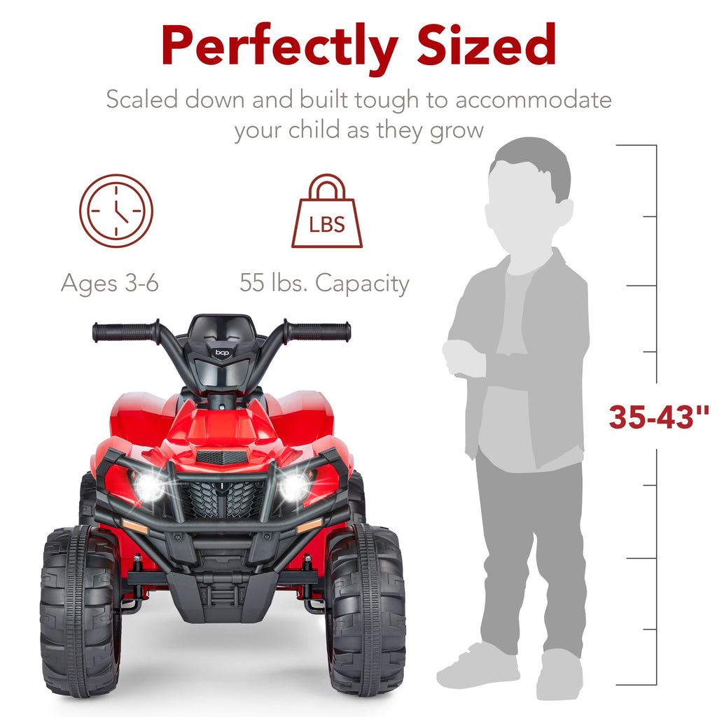 12V Kids Ride-On 4-Wheeler Quad ATV Car w/ 2.4mph Max Bluetooth Headlights