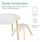 2-in-1 Kid's Building Block Table w/ 2 Stools Storage Compartment