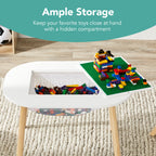 2-in-1 Kid's Building Block Table w/ 2 Stools Storage Compartment