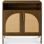 2-Door Rattan Cabinet Buffet w/ Cord Cutout & Storage Shelf Natural