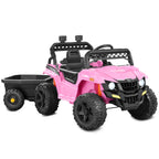 12V Kids Ride-On UTV and Trailer w/Parent Remote Control LED Lights