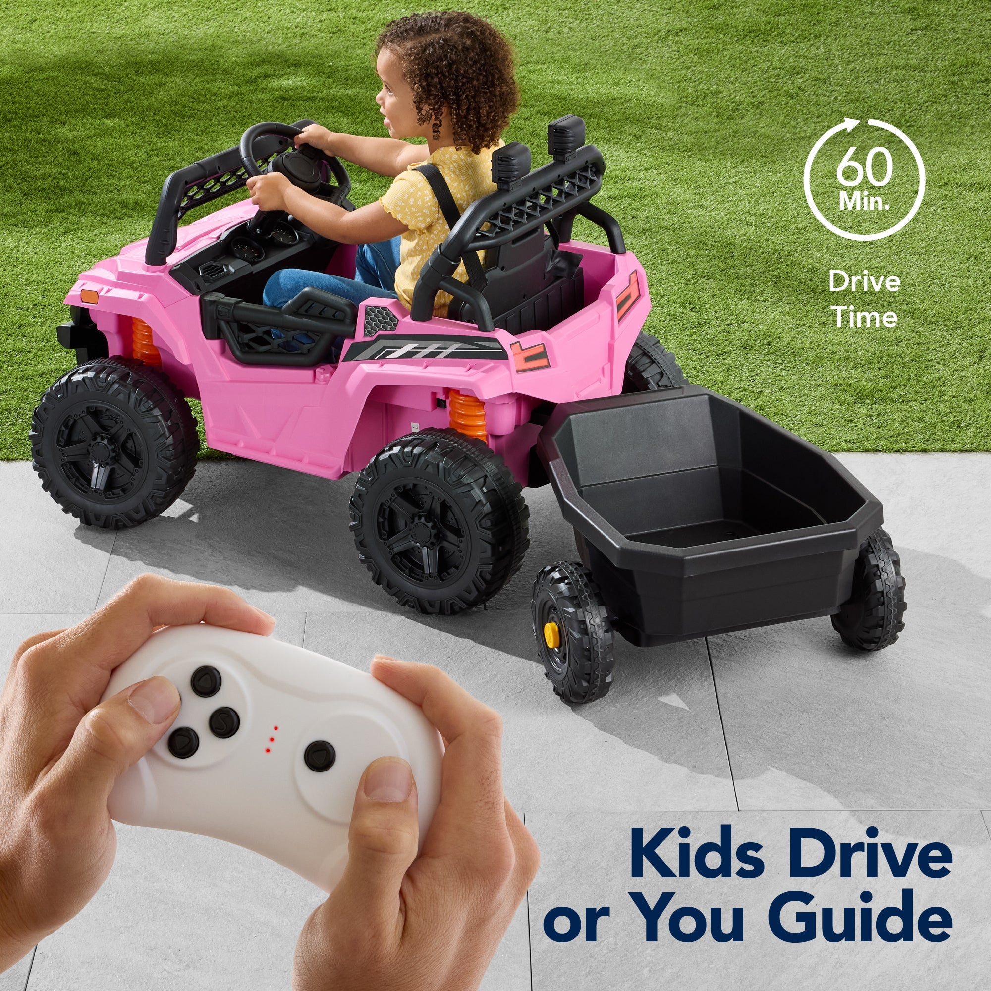 12V Kids Ride-On UTV and Trailer w/Parent Remote Control LED Lights