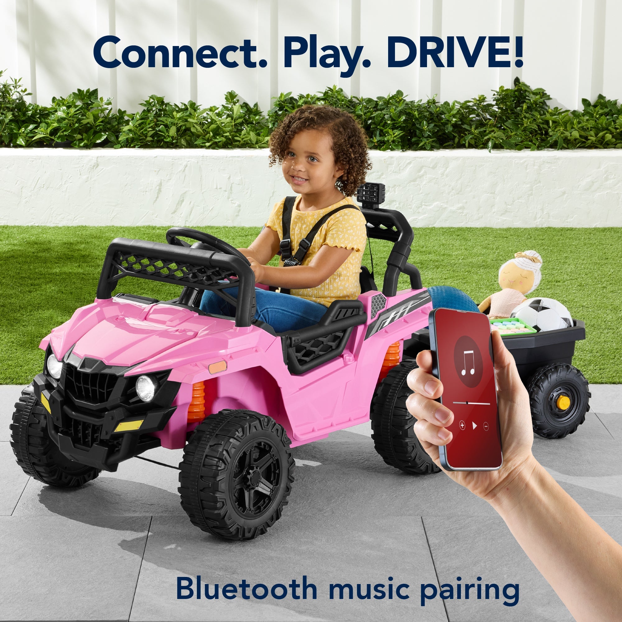 12V Kids Ride-On UTV and Trailer w/Parent Remote Control LED Lights