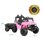 12V Kids Ride-On UTV and Trailer w/Parent Remote Control LED Lights