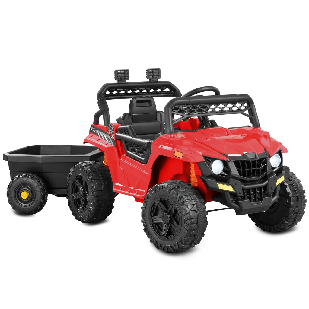 12V Kids Ride-On UTV and Trailer w/Parent Remote Control LED Lights
