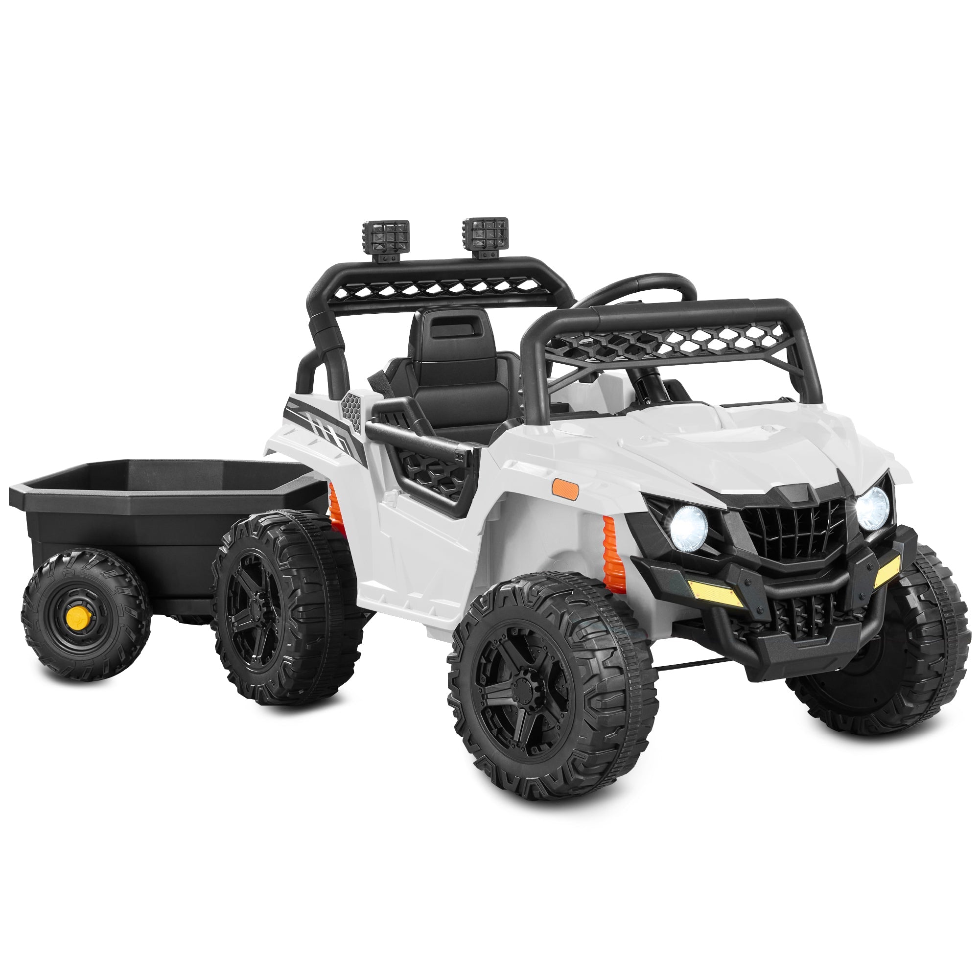 12V Kids Ride-On UTV and Trailer w/Parent Remote Control LED Lights
