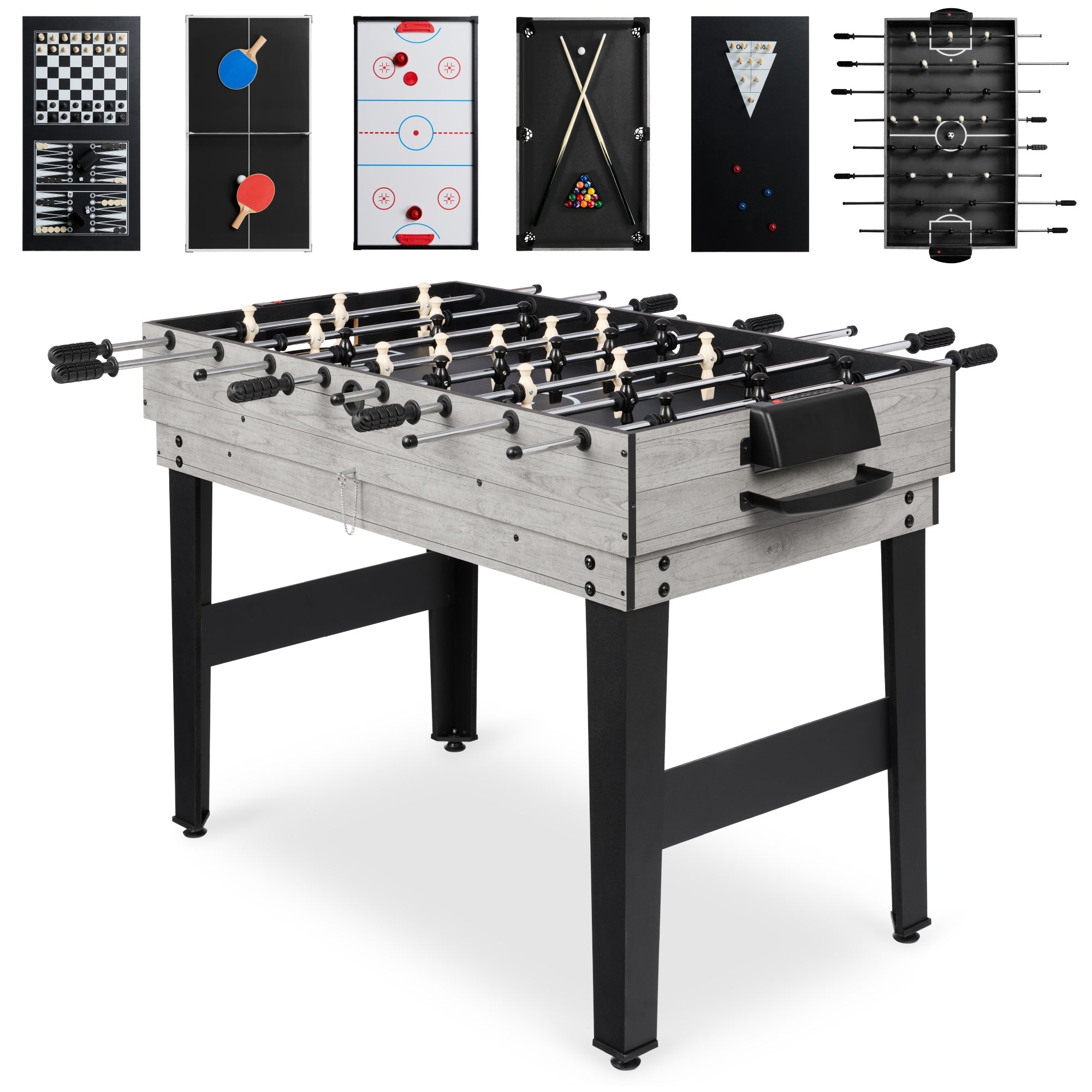 10-in-1 Combo Game Table Set w/ Pool Foosball Ping Pong Chess - 2x4ft