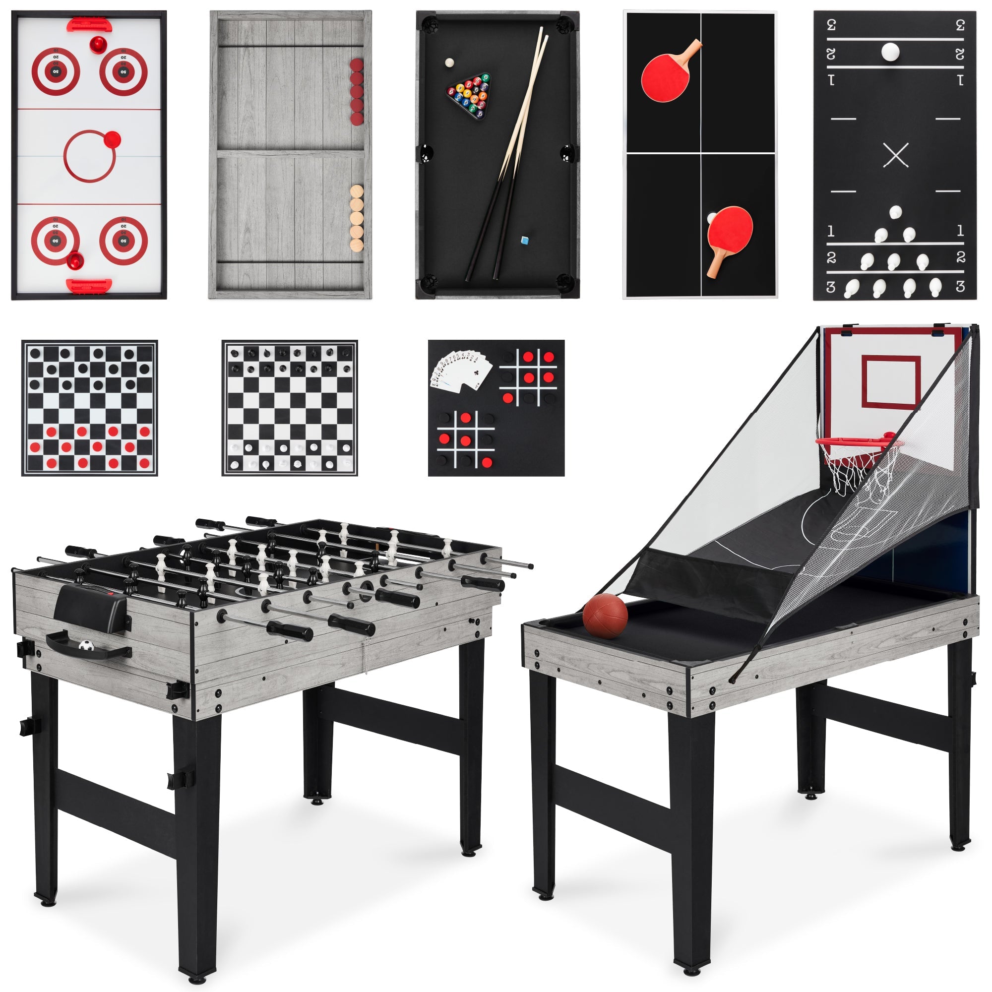13-in-1 Combo Game Table Set w/ Ping Pong Foosball Basketball Air Hockey