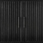 2-Door Slatted Storage Cabinet Accent Furniture w/ Foot Pads