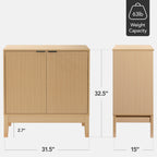 2-Door Reeded Storage Cabinet Accent Furniture Sideboard