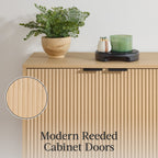 2-Door Reeded Storage Cabinet Accent Furniture Sideboard