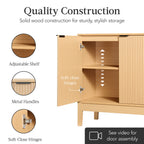2-Door Reeded Storage Cabinet Accent Furniture Sideboard