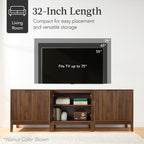 2-Door Reeded Storage Cabinet Accent Furniture Sideboard