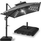 12x12ft 2-Tier Outdoor Solar LED Cantilever Patio Umbrella