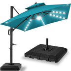 12x12ft 2-Tier Outdoor Solar LED Cantilever Patio Umbrella